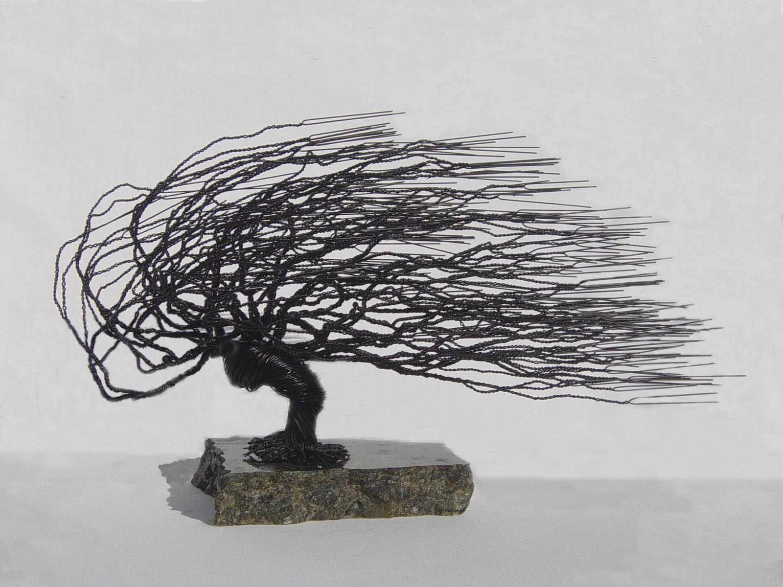 Buy Custom Made Windswept Wire Bonsai Tree Sculpture, made