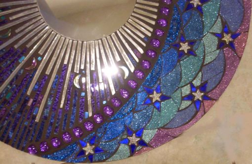 Custom Made 24" Celestial Mosaic Stained Glass Mirror