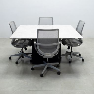 Custom Made Square Shape Custom Conference Table, Engineered Stone Top - Aurora Meeting Table