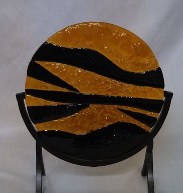 Custom Made Black And Amber Art Piece In A Stand