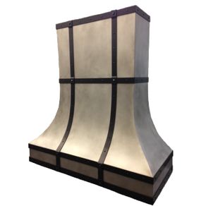 Buy Hand Crafted #32 Black Range Hood With Brass And Stainless Steel  Straps, made to order from Reception Counter Solutions
