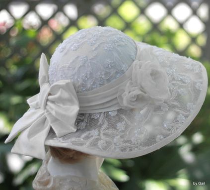 Custom Made Wide Brim Elegant Hat Lace Bridal Wedding In A Vintage Style