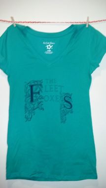 Custom Made The Fleet Foxes Shirt On Woman's Small Or Large Green Vneck, Ready To Ship