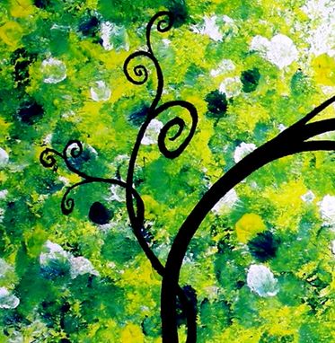 Custom Made A Print With Matte Of Original Modern Abstract Green Sunset Tree Landscape Mat Painting-Jade Morning