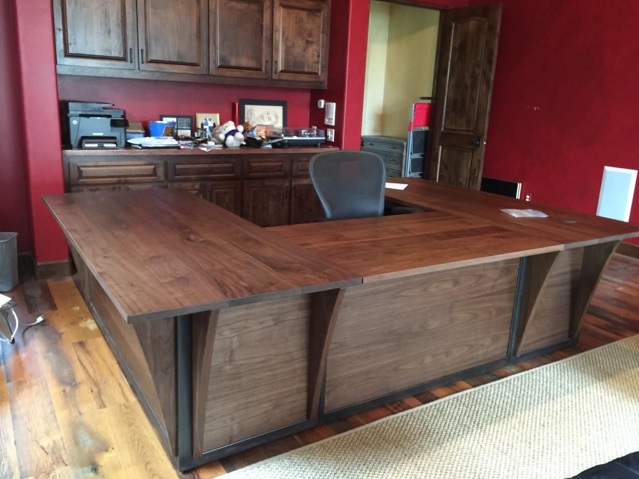 Hand Crafted Steel And Walnut Contemporary Desk