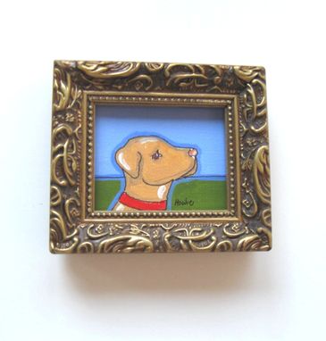 Custom Made Acrylic Animal Painting Miniature Yellow Labrador Painting