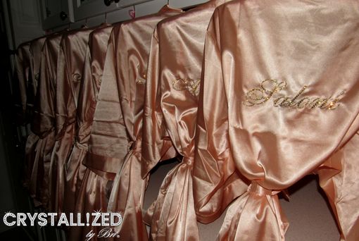 Custom Made Personalized Bridesmaids Crystallized Satin Robe Kimono Genuine European Crystals Bedazzled