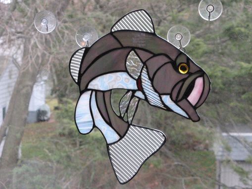 Custom Made Gray Large Mouth Striper Bass Stained Glass Art