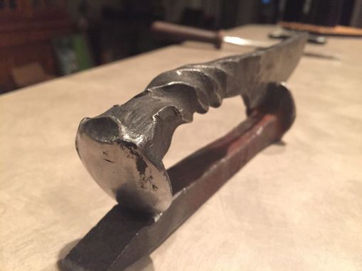 Custom Made Railroad Spike Knife With Stand