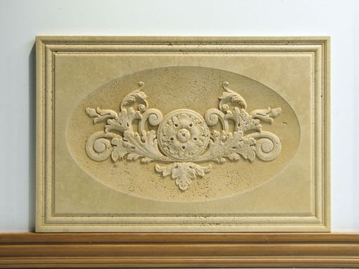 Custom Made Travertine Carved Frieze Panel