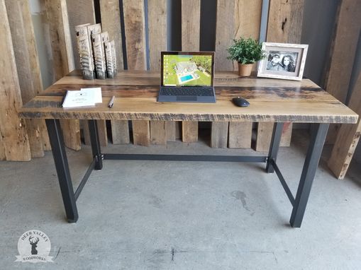 Custom Made Reclaimed Barnwood Desk, Reclaimed Wood Straight Desk, Desk