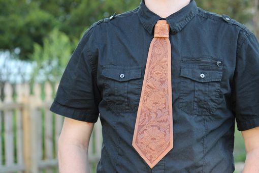 Custom Made Tooled Leather Necktie