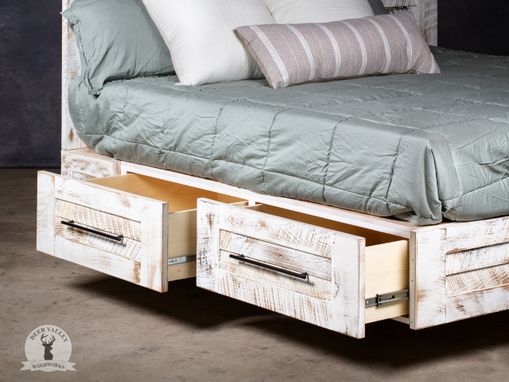 Custom Made Reclaimed Rustic Barnwood Bed Set, Barnwood Platform Bed Set
