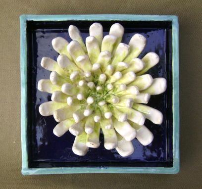 Custom Made Ceramic Mum Flower Shadow Box Wall Hanging