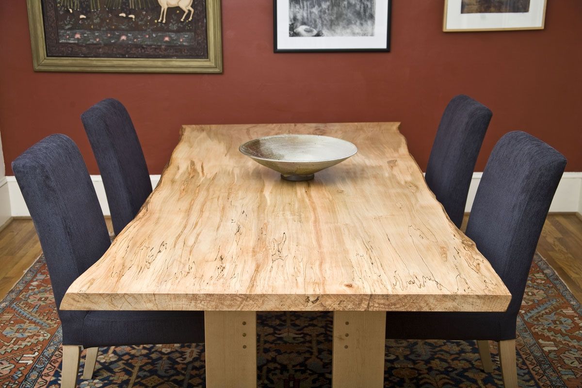 Hand Made Ambrosia Maple Dining Table, Live Edge by Fredric Blum Design
