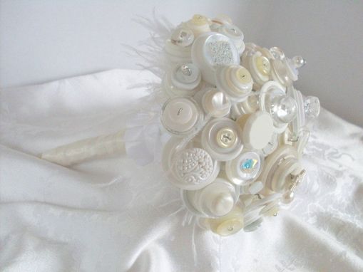 Custom Made Winter White Button Bridal Bouquet