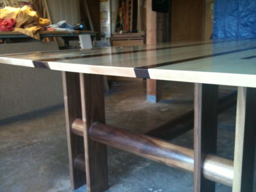 Custom Made Maple And Walnut Dining Table