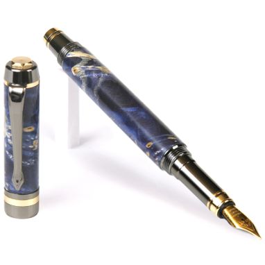 Custom Made Lanier Elite Fountain Pen - Blue Box Elder - Fe7w11