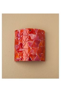 Custom Made Modern Glass Wall Sconce- Coral Red
