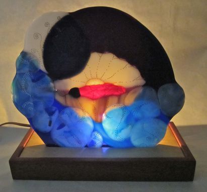 Custom Made Fused Glass Illuminated Night Sculpture -Island Baby