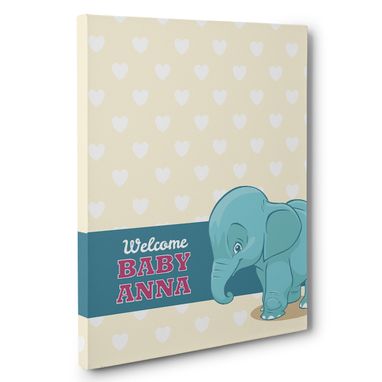 Custom Made Elephant And Hearts Baby Shower Guestbook Alternative Art