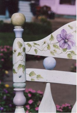 Custom Made Vintage Rocking Chair Painted With Flowers And Critters