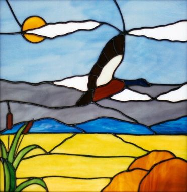 Custom Made Bird In Flight Stained Glass Window