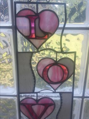 Custom Made Stained Glass Love In Hearts Panel