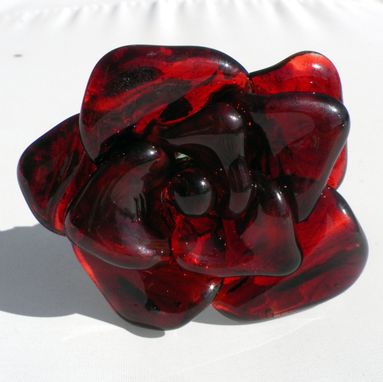 Custom Made Extra Large Long-Stemmed Red Glass Rose "Forever Untamed Rose''