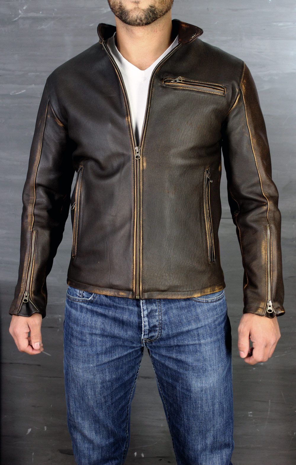 R79 Leather Jacket Distressed Brown Cairoamani Com A Hand Made R79 Leather Jacket Cafe Racer Vintage Fit In Brown