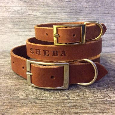 Custom Made Handmade Personalized Brown Leather Dog Collar With Free Name