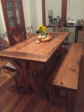 Custom Made Reclaimed Oak Farm Table With X-Base