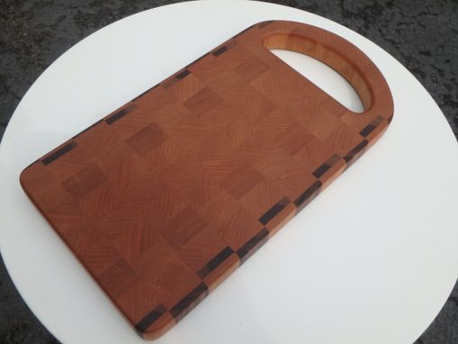 Custom Made Cherry And Walnut Endgrain Cutting Board With Handle