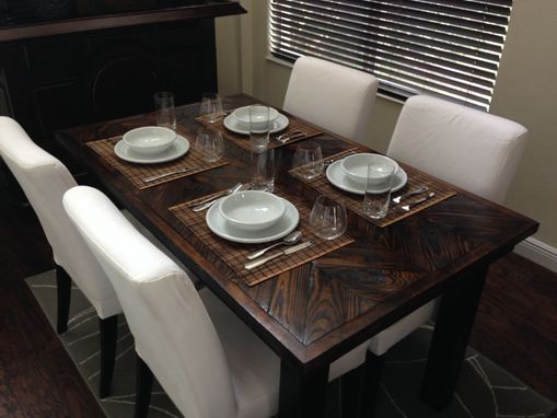 Custom Made Reclaimed Wood Chevron Dining Table