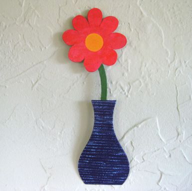 Custom Made Handmade Upcycled Metal Mini Flower Vase Wall Art Sculpture In Purple And Orange