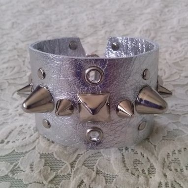 Custom Made Spiked And Studded Leather Bracelet Cuff | Spiked Cuff | Studded Leather Cuff