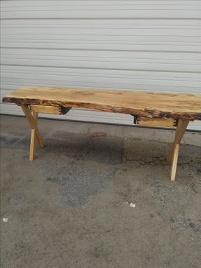 Custom Made Live Edge Spalted Maple Desk With Wooden X Base And 2 Drawers
