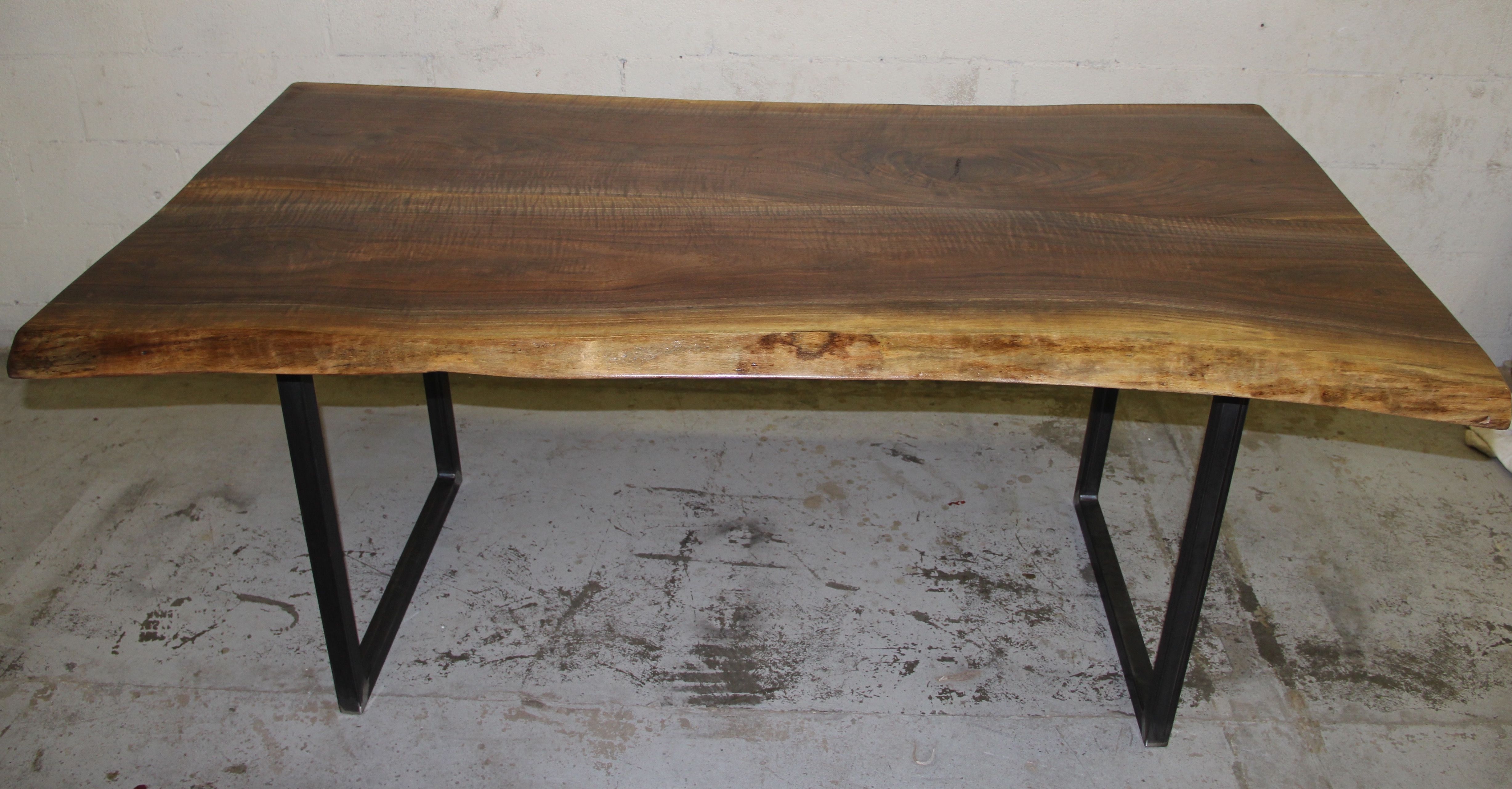 Buy Custom Live Edge Chocolate Black Walnut Slab Tables, made to order
