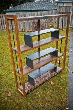 Custom Made Recycled Scrap Steel And Wood Bookcase "The Ibe Bookcase''