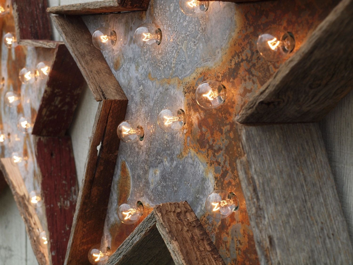 Custom Star Light Fixture 36 Inch Metal Sign Barn Wood By West