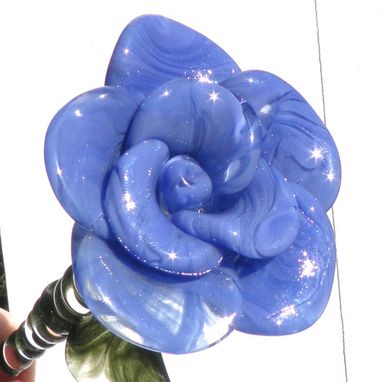Custom Made Purple Glass Rose Long Stemmed, Blown Flower Hand Blown, Lavender Extra Large Rose