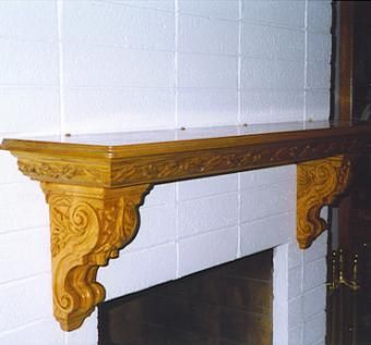 Custom Made Carved Oak Leaf Fireplace Mantle