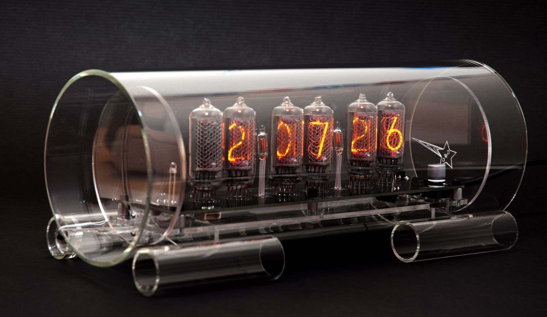 ZM1042 Glass Column with 2 NE-2H neon lamps and HOLDER for Nixie clock on IN-18 