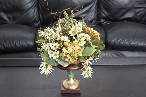 Custom Made Dining Table Centerpiece Silk Flower Arrangement, Home Decorating Ideas, Vintage Luxury Table Decor