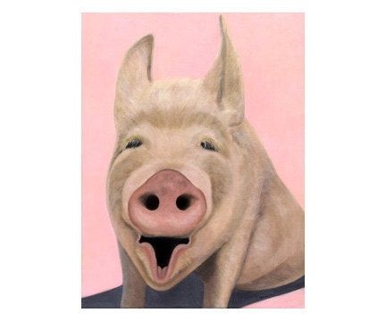 Custom Made Pig Art - Pig Print - Funny Animal Art Print - Perfect As Nursery Art/Children's Art