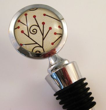 Custom Made Wine Stopper With Holly Berries Design