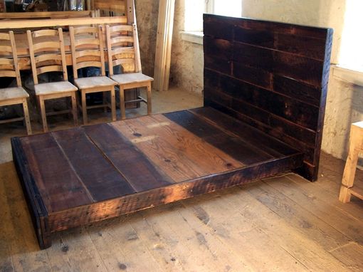Custom Made Asian Style Low Platform Bed From Reclaimed Wood