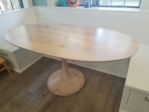 Custom Made Knotty Alder Oval Dining Table  Modern Style Banquette
