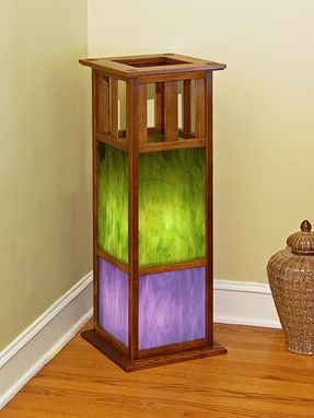 Custom Made Recycled Douglas Fir Stained Glass Floor Lamp