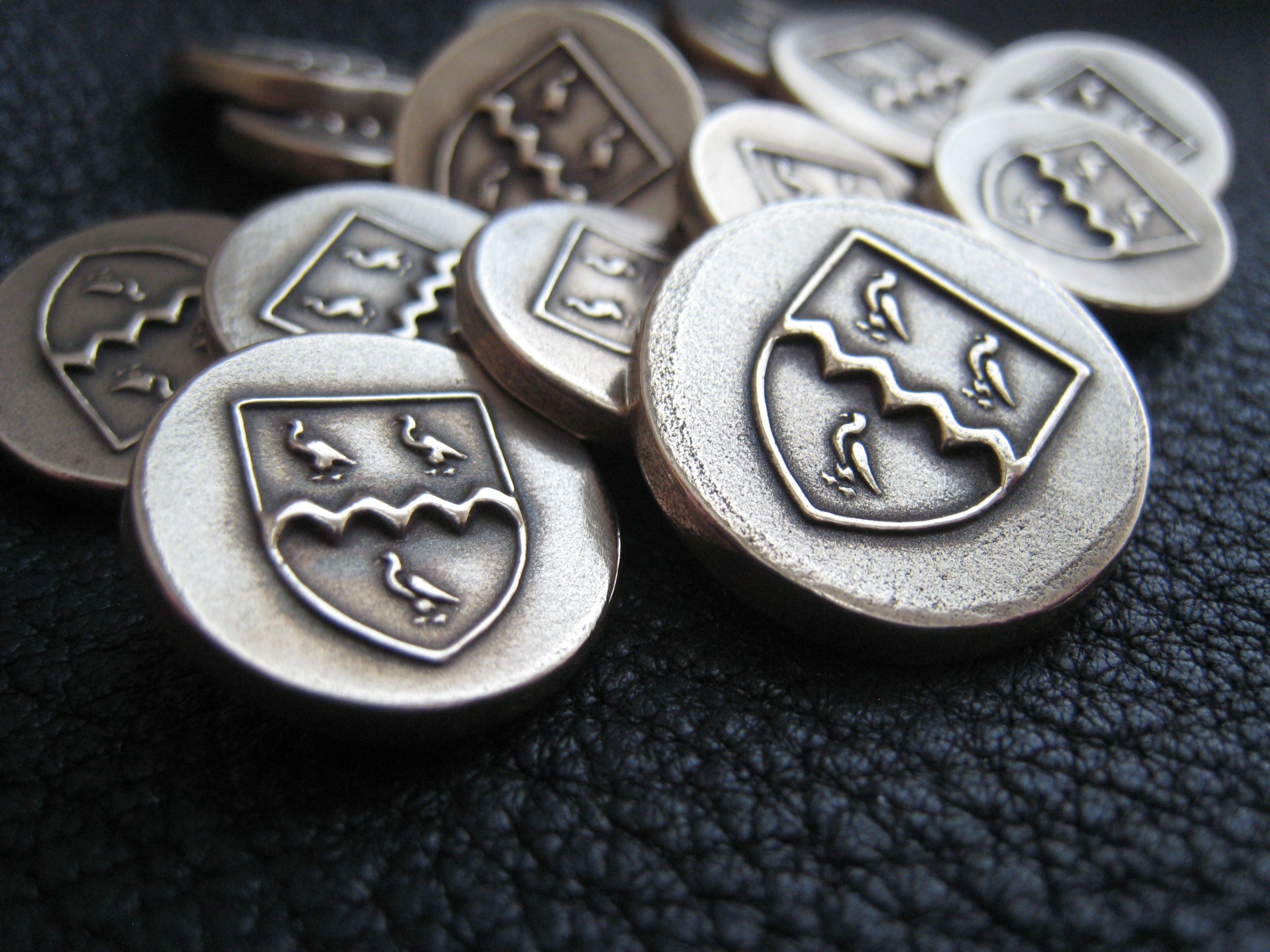 Custom Bronze Blazer Buttons With Family Crest Or Coat Of Arms by